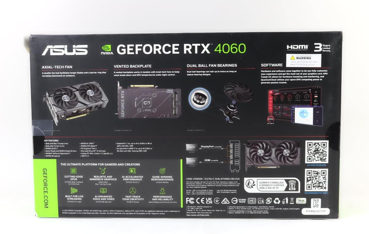 ASUS Dual GeForce RTX 4060 V2 OC Edition (Renewed) - Novaaride