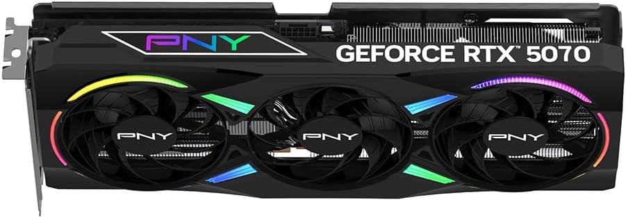 PNY NVIDIA GeForce RTX™ 5070 Epic-X™ ARGB OC Triple Fan, Graphics Card (12GB GDDR7, 192-bit, Boost Speed: 2685 MHz, SFF-Ready, PCIe® 5.0, HDMI®/DP 2.1, 2.4-Slot, Blackwell Architecture, DLSS 4)