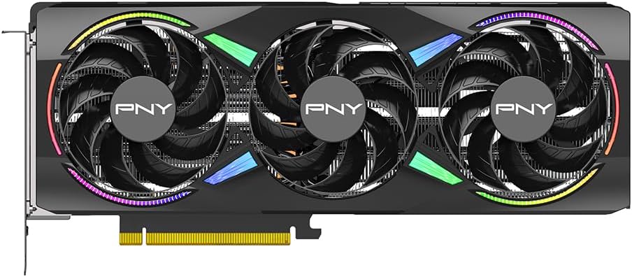 PNY NVIDIA GeForce RTX™ 5070 Ti Epic-X™ ARGB Triple Fan, Graphics Card (16GB GDDR7, 256-bit, Boost Speed: 2452 MHz, PCIe® 5.0, HDMI®/DP 2.1, 2.98-Slot, NVIDIA Blackwell Architecture, DLSS 4)