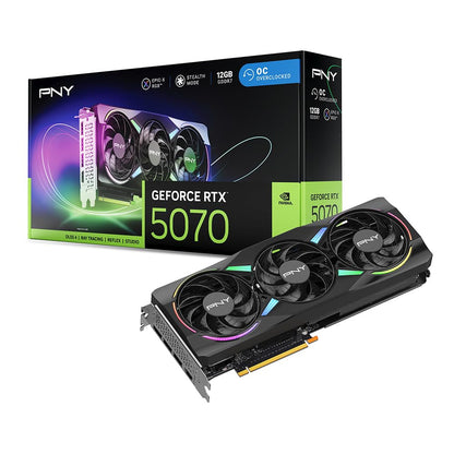 PNY NVIDIA GeForce RTX™ 5070 Slim Dual-Fan, Dual-Slot OC Graphics Card (12GB GDDR7, SFF-Ready, 192-bit, Boost Speed: 2587 MHz, PCIe® 5.0, HDMI®/DP 2.1, NVIDIA Blackwell Architecture, DLSS 4.5)