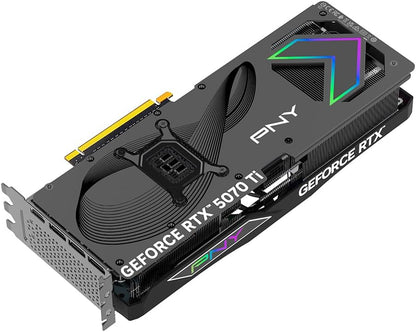 PNY NVIDIA GeForce RTX™ 5070 Ti Epic-X™ ARGB Triple Fan, Graphics Card (16GB GDDR7, 256-bit, Boost Speed: 2452 MHz, PCIe® 5.0, HDMI®/DP 2.1, 2.98-Slot, NVIDIA Blackwell Architecture, DLSS 4)