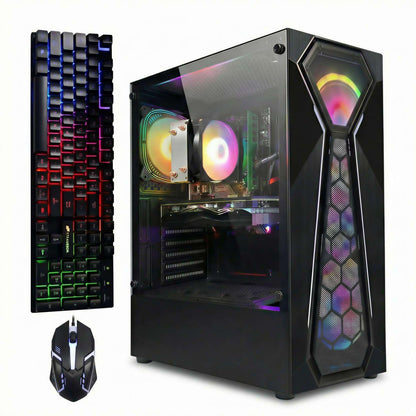 STGAubron Gaming PC Desktop Computer, Intel Core i7 up to 3.9GHz, Radeon RX 580 8G, 16G RAM, 512G SSD, WiFi 6, BT 5.0, RGB Fan x4, Windows 11 Home