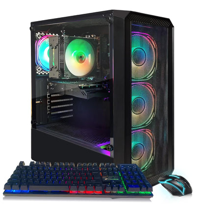 STGAubron Prebuilt Gaming PC Desktop, Radeon RX 550 4G, Intel Core i5 up to 3.6GHz, 16G RAM, 512G SSD, WiFi 6, BT 5.0, RGB Fan x2, Windows 11 Home