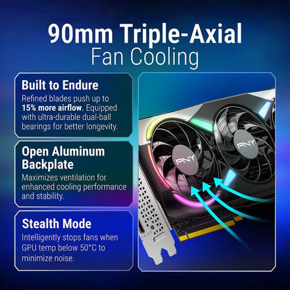 PNY NVIDIA GeForce RTX™ 5070 Epic-X™ ARGB OC Triple Fan, Graphics Card (12GB GDDR7, 192-bit, Boost Speed: 2685 MHz, SFF-Ready, PCIe® 5.0, HDMI®/DP 2.1, 2.4-Slot, Blackwell Architecture, DLSS 4)