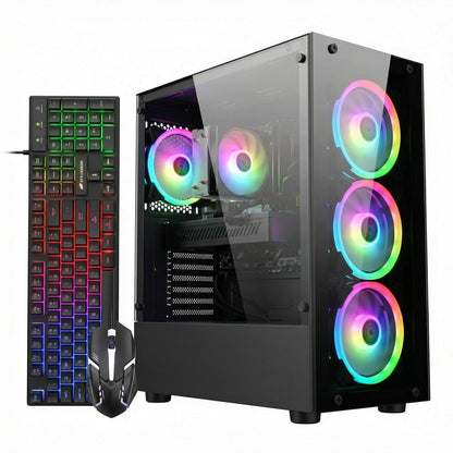 STGAubron Gaming PC Desktop Computer, Intel Core i7 up to 3.9GHz, Radeon RX 580 8G, 16G RAM, 512G SSD, WiFi 6, BT 5.0, RGB Fan x4, Windows 11 Home