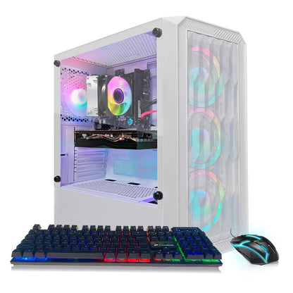 STGAubron Prebuilt Gaming PC Desktop, Radeon RX 550 4G, Intel Core i5 up to 3.6GHz, 16G RAM, 512G SSD, WiFi 6, BT 5.0, RGB Fan x2, Windows 11 Home