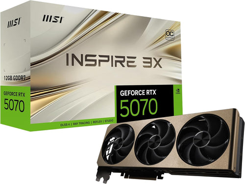 msi Gaming RTX 5070 12G Inspire 3X OC Graphics Card (12GB GDDR7, 192-bit, Extreme Performance: 2557 MHz, DisplayPort x 3 2.1a, HDMI 2.1b, NVIDIA Blackwell Architecture)