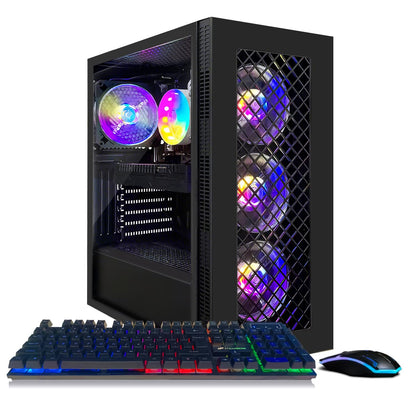 STGAubron Gaming PC Desktop Computer, Intel Core i7 up to 3.9GHz, Radeon RX 580 8G, 16G RAM, 512G SSD, WiFi 6, BT 5.0, RGB Fan x4, Windows 11 Home