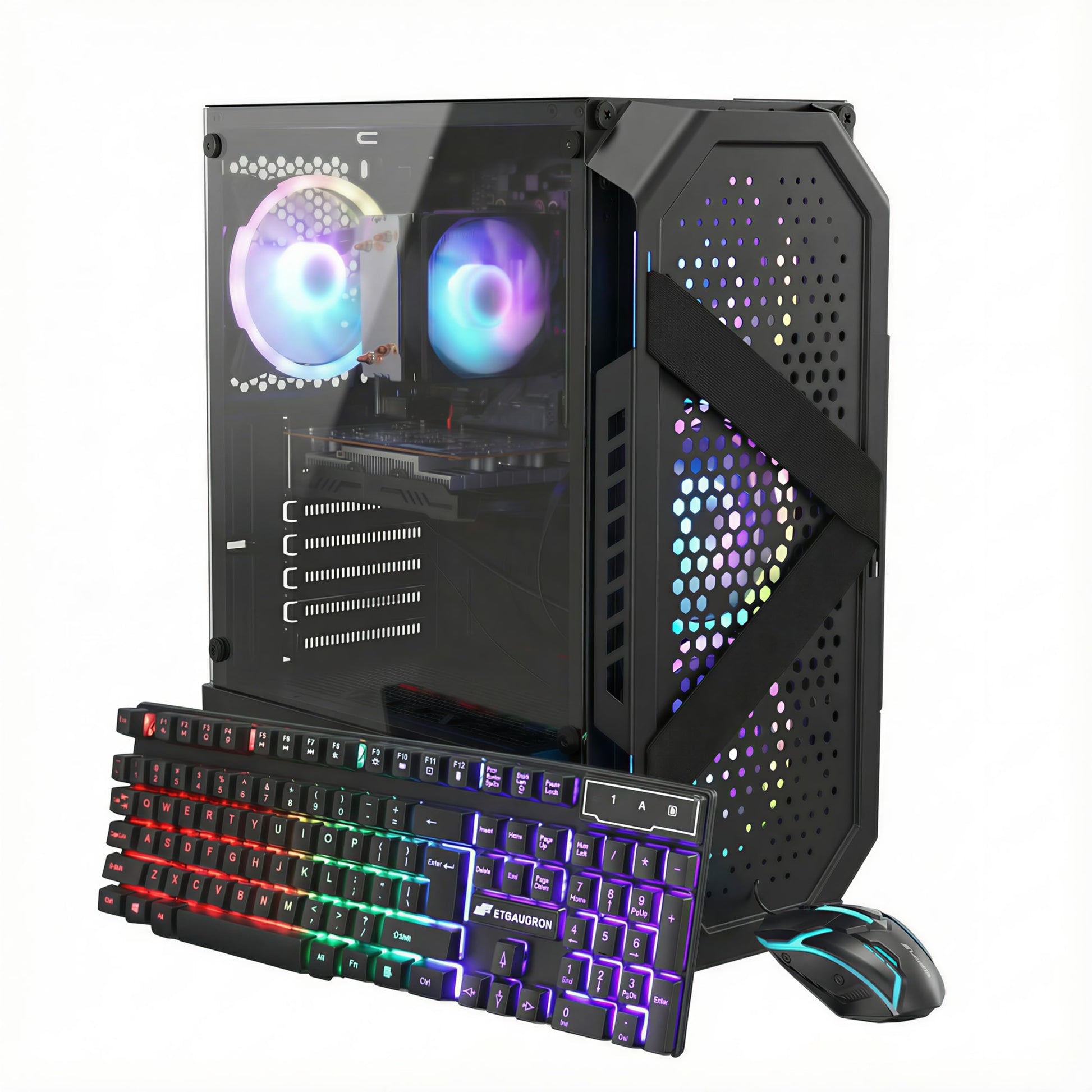 STGAubron Gaming PC Desktop Computer, Intel Core i7 up to 3.9GHz, Radeon RX 580 8G, 16G RAM, 512G SSD, WiFi 6, BT 5.0, RGB Fan x4, Windows 11 Home