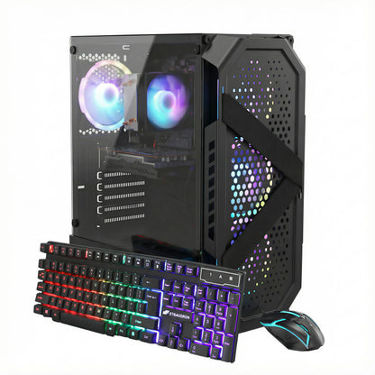STGAubron Gaming PC Desktop Computer, Intel Core i7 up to 3.9GHz, Radeon RX 580 8G, 16G RAM, 512G SSD, WiFi 6, BT 5.0, RGB Fan x4, Windows 11 Home