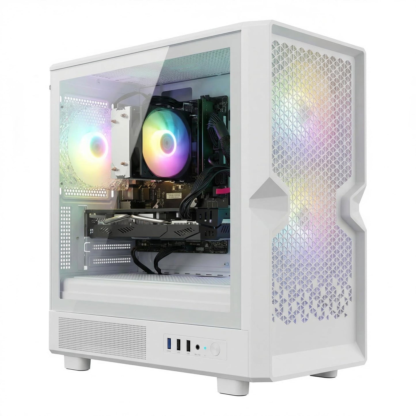 STGAubron Prebuilt Gaming PC Desktop, Radeon RX 550 4G, Intel Core i5 up to 3.6GHz, 16G RAM, 512G SSD, WiFi 6, BT 5.0, RGB Fan x2, Windows 11 Home