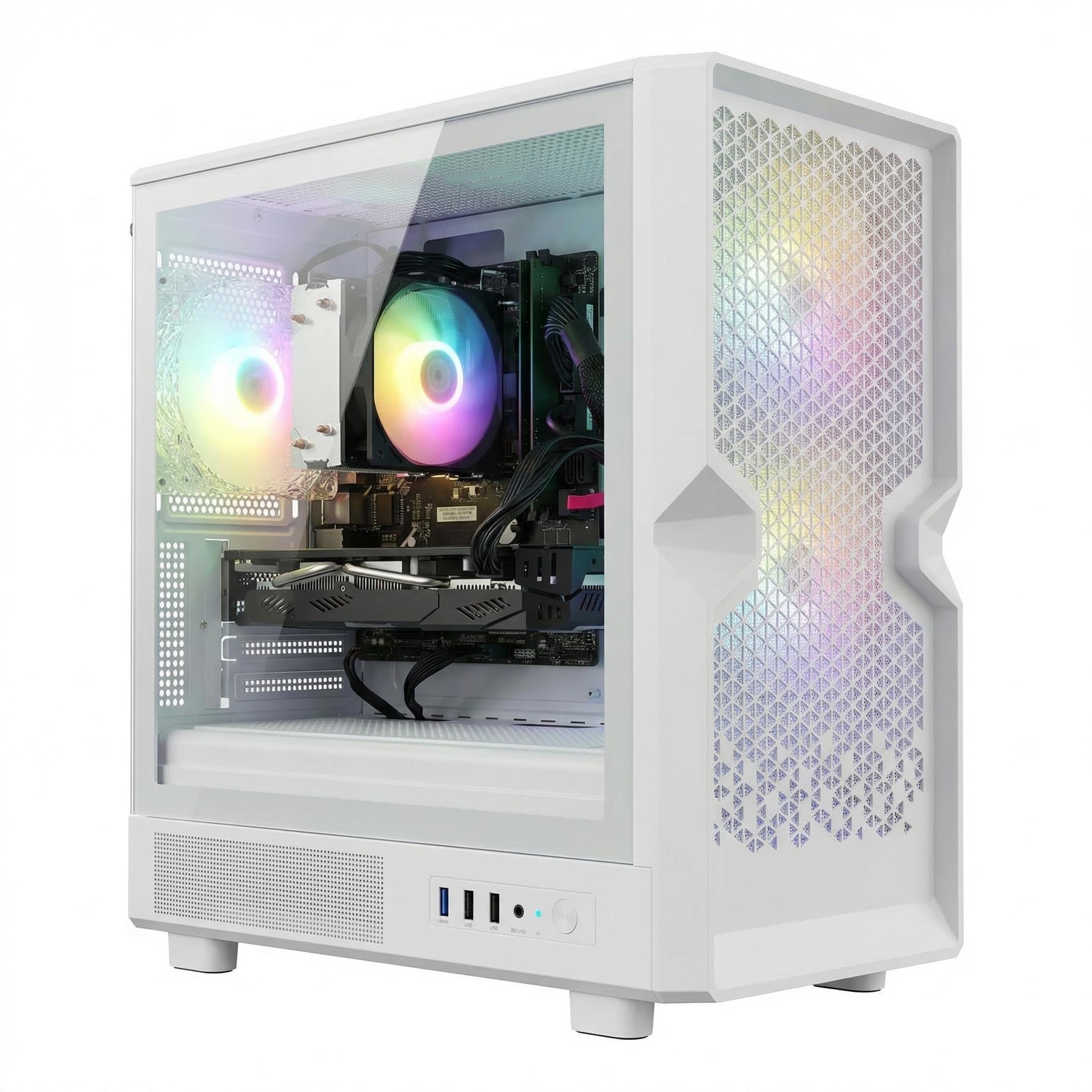 STGAubron Prebuilt Gaming PC Desktop, Radeon RX 550 4G, Intel Core i5 up to 3.6GHz, 16G RAM, 512G SSD, WiFi 6, BT 5.0, RGB Fan x2, Windows 11 Home