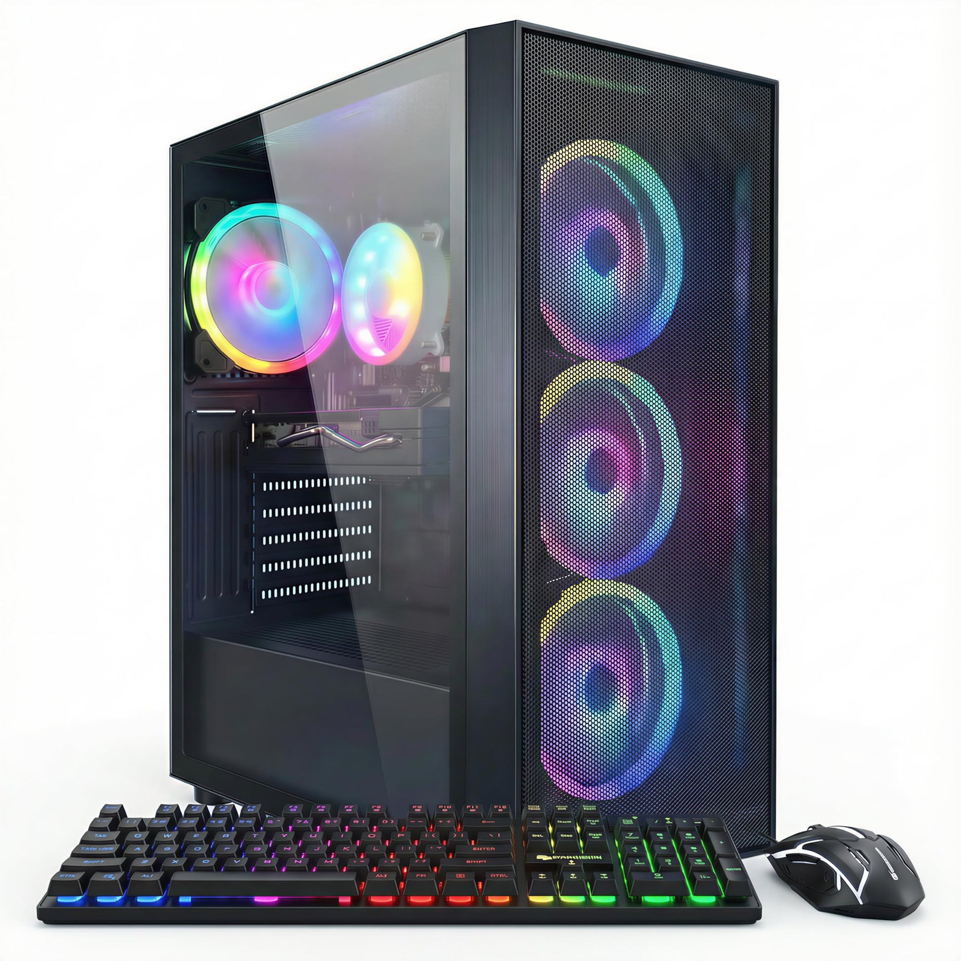 STGAubron Prebuilt Gaming PC Desktop, Radeon RX 550 4G, Intel Core i5 up to 3.6GHz, 16G RAM, 512G SSD, WiFi 6, BT 5.0, RGB Fan x2, Windows 11 Home