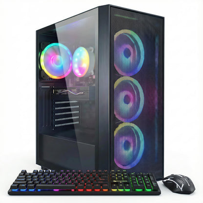 STGAubron Prebuilt Gaming PC Desktop, Radeon RX 550 4G, Intel Core i5 up to 3.6GHz, 16G RAM, 512G SSD, WiFi 6, BT 5.0, RGB Fan x2, Windows 11 Home