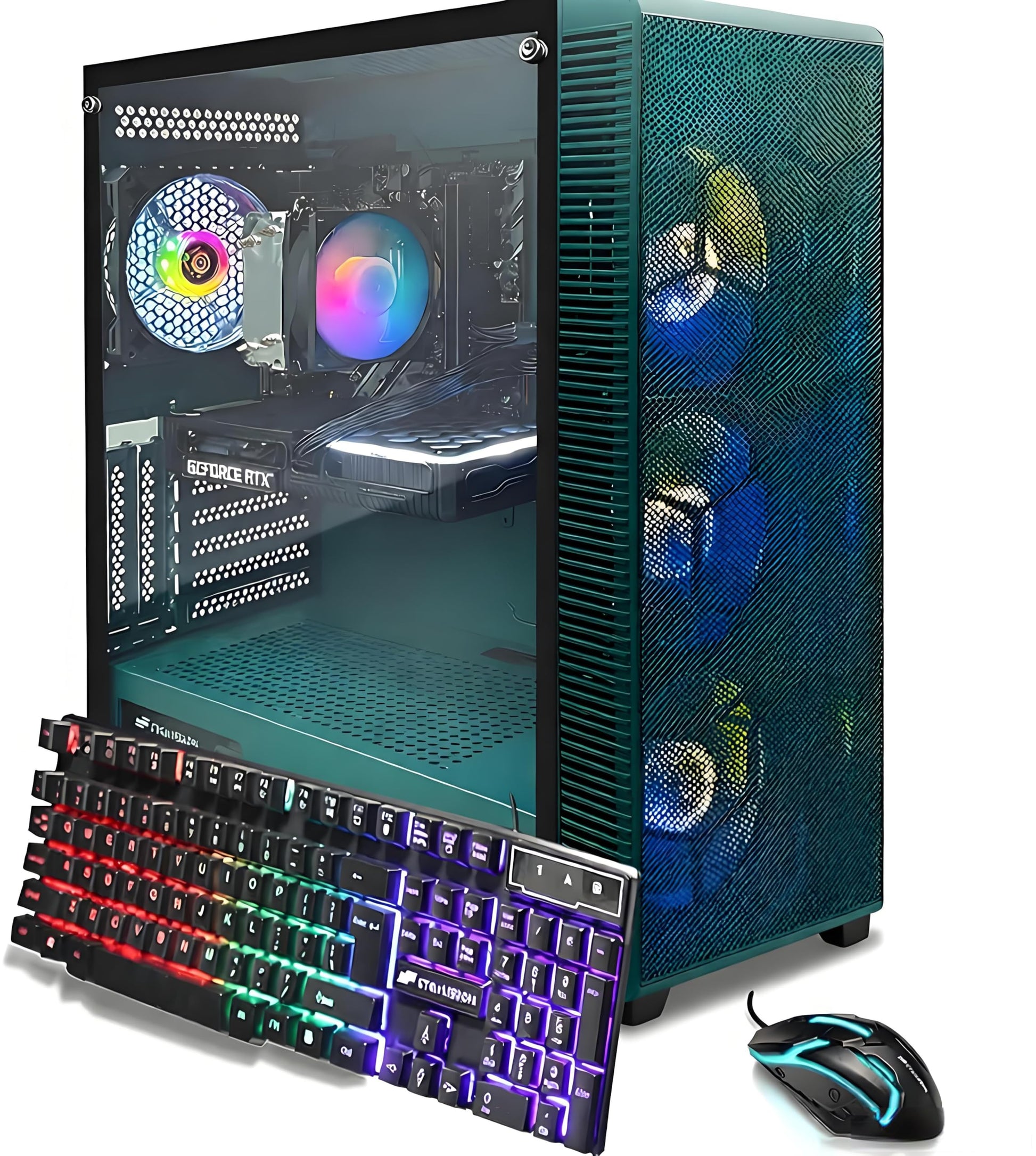 STGAubron Prebuilt Gaming PC Desktop, Radeon RX 550 4G, Intel Core i5 up to 3.6GHz, 16G RAM, 512G SSD, WiFi 6, BT 5.0, RGB Fan x2, Windows 11 Home