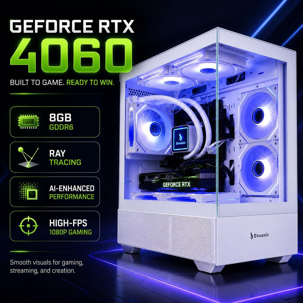 Evounic Prebuilt Gaming Desktop PC - RTX 4060, i7 Xeon 12 - Core, 64GB RAM, Windows 11 Pro - Novaaride