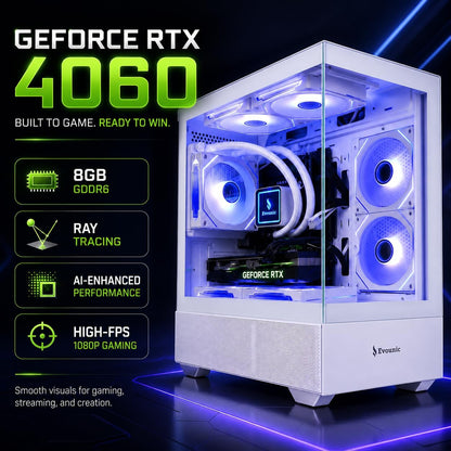 Evounic Prebuilt Gaming Desktop PC - RTX 4060, i7 Xeon 12 - Core, 64GB RAM, Windows 11 Pro - Novaaride