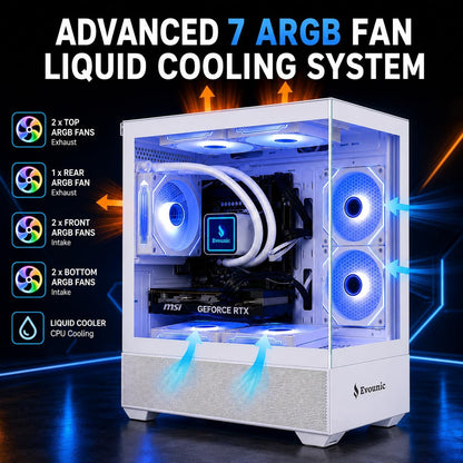 Evounic Prebuilt Gaming Desktop PC - RTX 4060, i7 Xeon 12 - Core, 64GB RAM, Windows 11 Pro - Novaaride