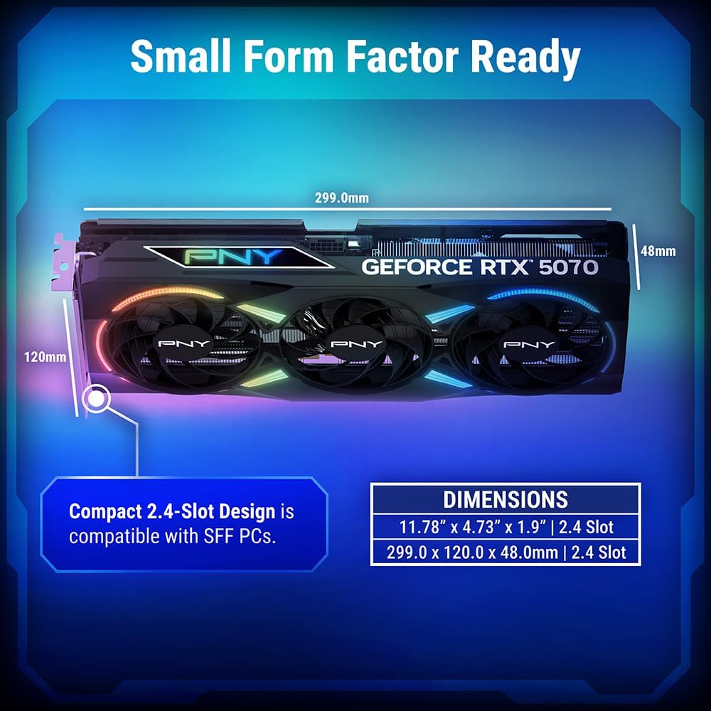 PNY GeForce RTX 5070 Epic - X ARGB Triple Fan 12GB GDDR7 Graphics Card - Novaaride