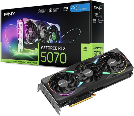 PNY GeForce RTX 5070 Epic - X ARGB Triple Fan 12GB GDDR7 Graphics Card - Novaaride