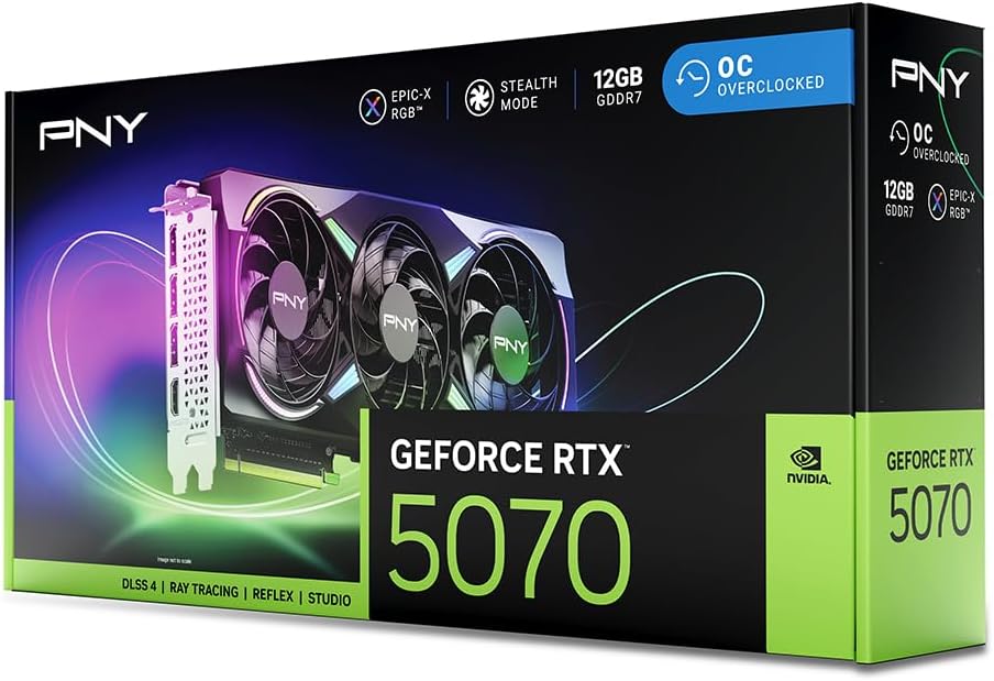 PNY GeForce RTX 5070 Epic - X ARGB Triple Fan 12GB GDDR7 Graphics Card - Novaaride