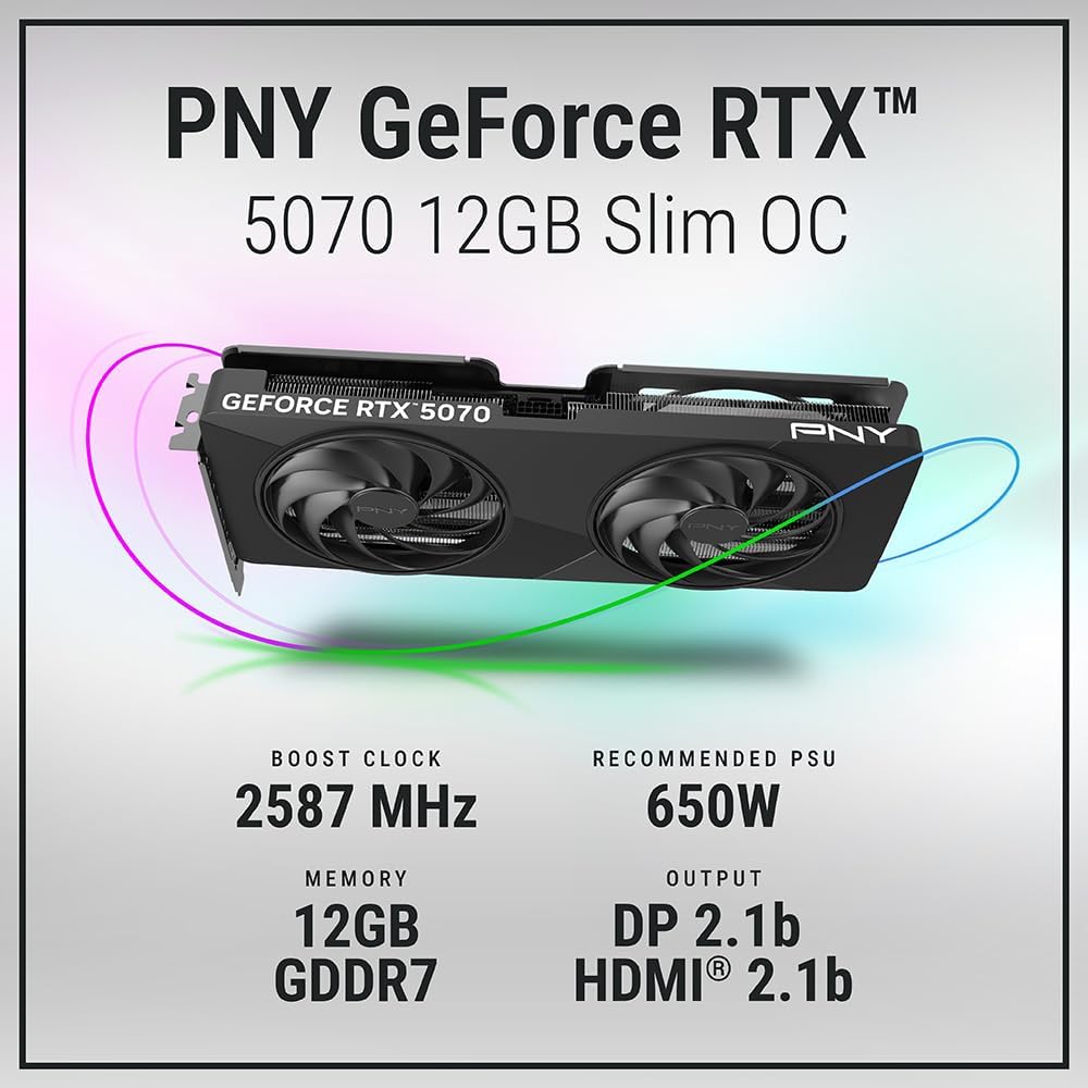 PNY GeForce RTX 5070 Slim Dual - Fan 12GB GDDR7 Graphics Card - Novaaride