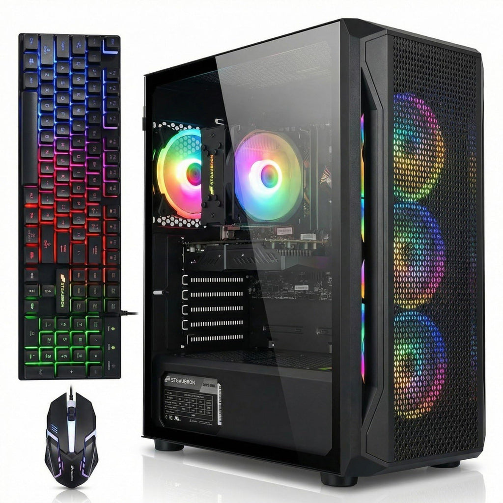 STGAubron Gaming Desktop Intel Core i7 AMD Radeon RX 580 8G 16GB RAM 512GB SSD - Novaaride