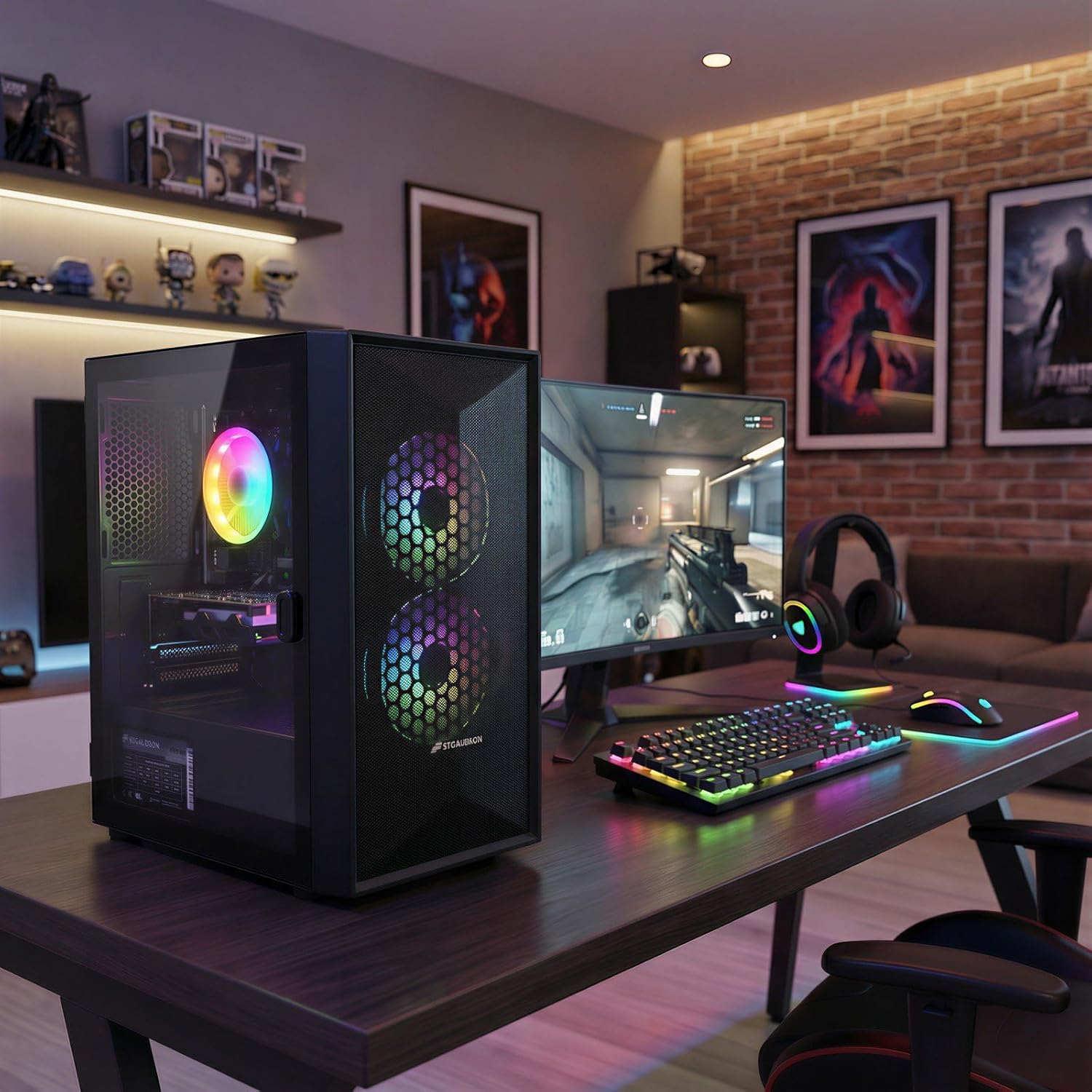 STGAubron Prebuilt Gaming Desktop AMD Ryzen 5 Multi - GPU 16GB RAM 512GB SSD - Novaaride