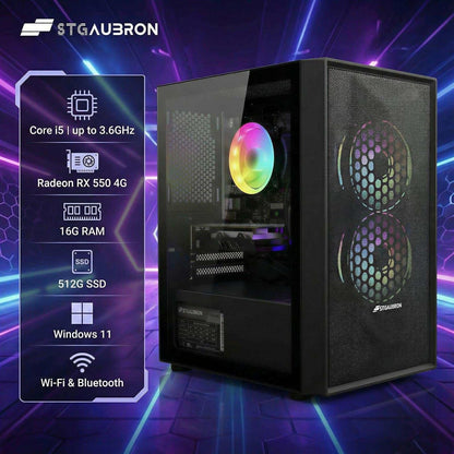 STGAubron Prebuilt Gaming Desktop AMD Ryzen 5 Multi - GPU 16GB RAM 512GB SSD - Novaaride